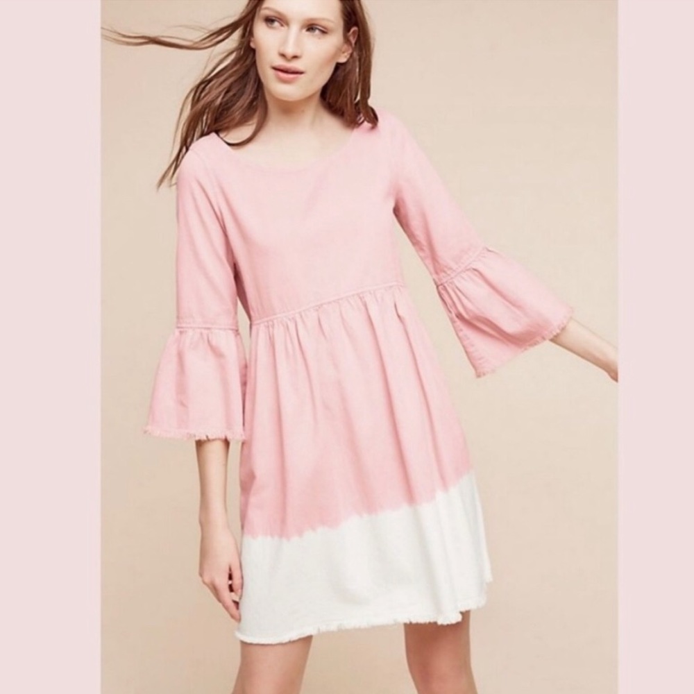 Anthropologie Holding Horses Pink Ombré Lillibet Denim Dress